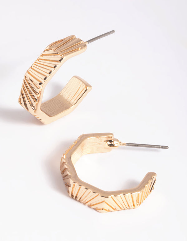 Gold Text Hoop Earrings