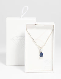 Rhodium Diamond Simulant Sapphire Necklace - link has visual effect only