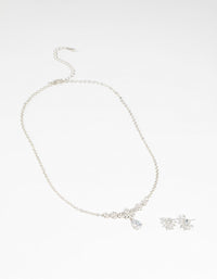 Diamond Simulant Flower Necklace & Earrings Set - link has visual effect only