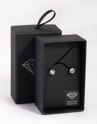 Rhodium Cubic Zirconia Stud Earrings - link has visual effect only