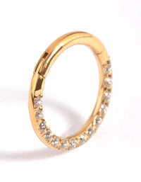 Gold Plated Titanium Cubic Zirconia Clicker Ring - link has visual effect only