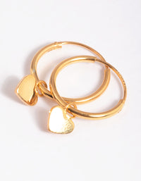 Gold Plated Sterling Silver Heart Huggie Hoop Earrings - link has visual effect only