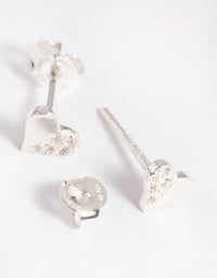 Sterling Silver Heart Stud Earrings - link has visual effect only