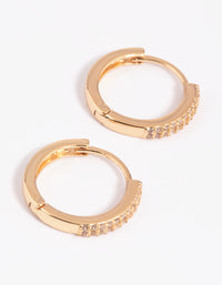 Gold Plated Cubic Zirconia Small Huggie Hoop Earrings - link has visual effect only