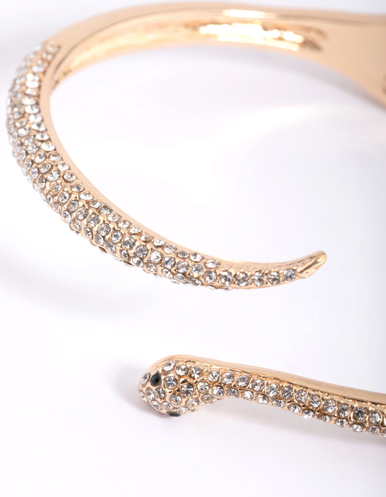 Gold Diamante Snake Hinge Bracelet