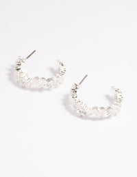 Rhodium Cubic Zirconia Baguette Hoop Earrings - link has visual effect only