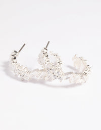 Rhodium Cubic Zirconia Baguette Hoop Earrings - link has visual effect only