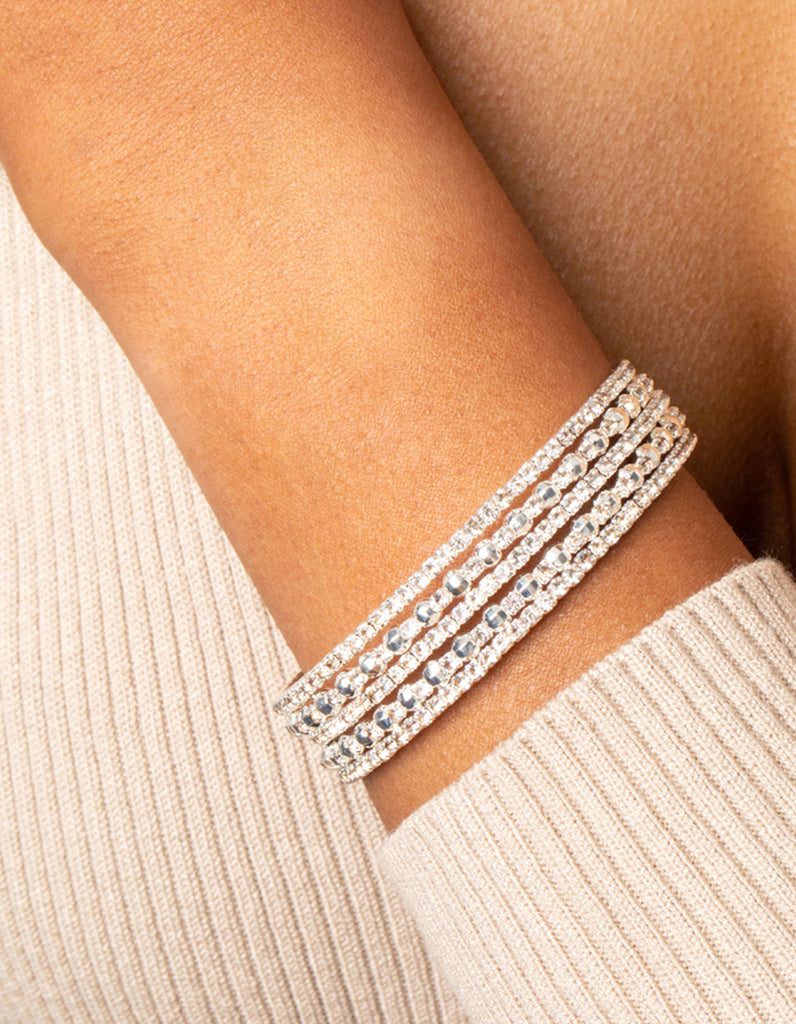 Silver Diamante Wide Bracelet