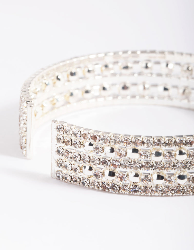 Silver Diamante Wide Bracelet