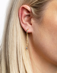 Gold Plated Diamante Huggie Hoop Earrings - link has visual effect only