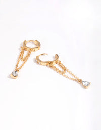 Gold Plated Diamante Huggie Hoop Earrings - link has visual effect only