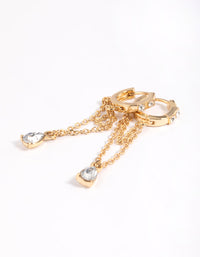 Gold Plated Diamante Huggie Hoop Earrings - link has visual effect only