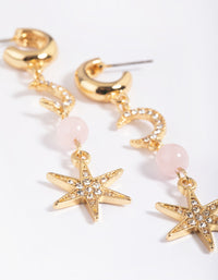 Gold Plated Semi-Precious Celestial Drop Earrings - link has visual effect only