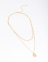 Gold Plated Disc Pendant Layered Necklace - link has visual effect only