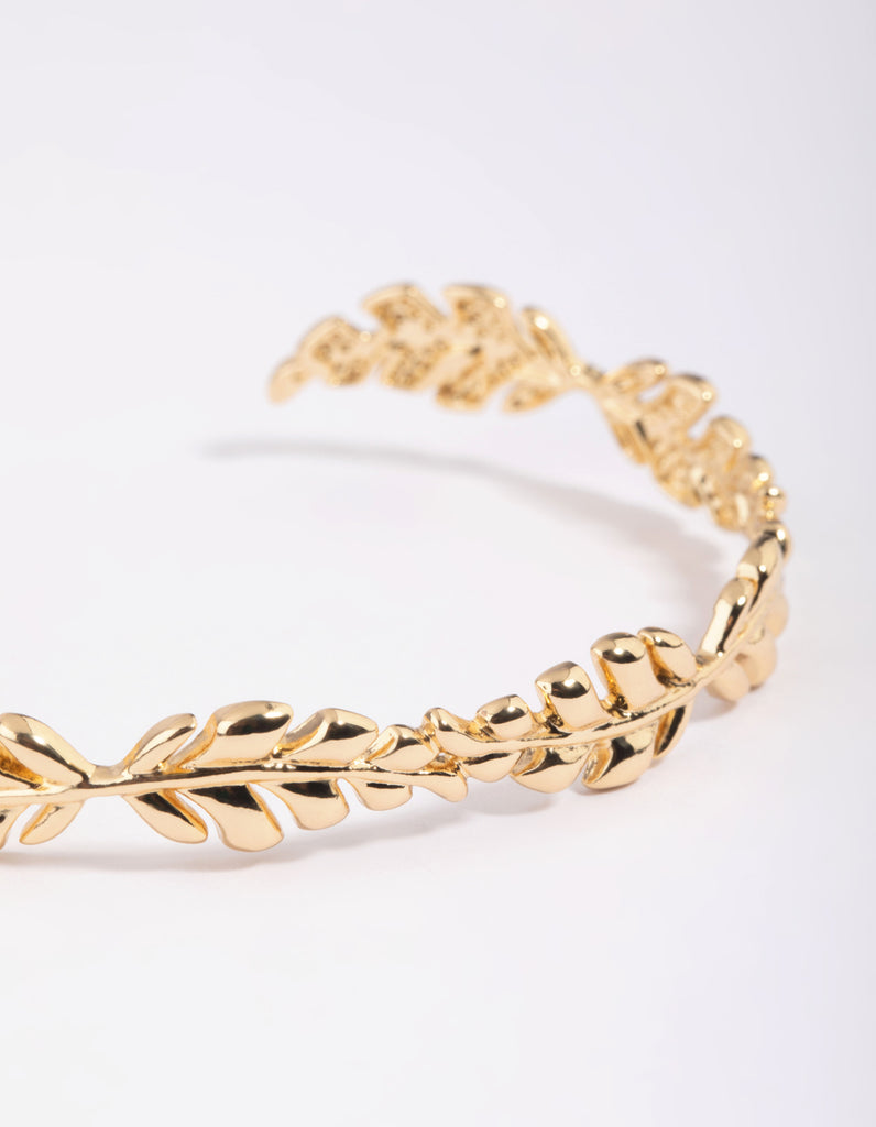 Gold Plated Leaf Cuff Bracelet