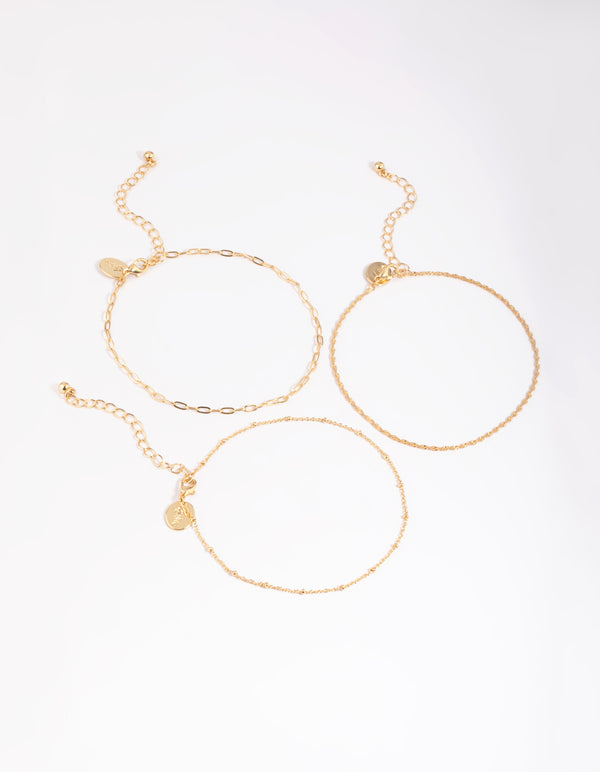 Gold Plated Fine Chain Anklet Set