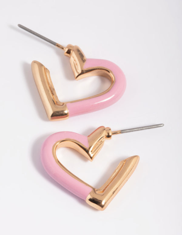 Pink Heart Hoop Earrings