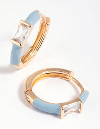 Blue Cubic Zirconia Huggie Hoop Earrings - link has visual effect only