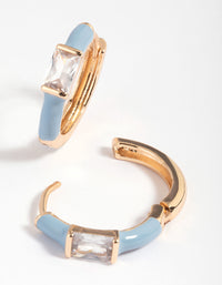 Blue Cubic Zirconia Huggie Hoop Earrings - link has visual effect only