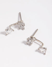 Rhodium Cubic Zirconia Teardrop Jacket Earrings - link has visual effect only