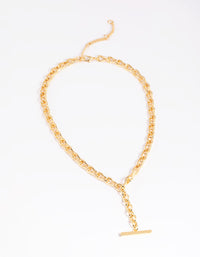 Gold Plated Detailed Chain Bar Necklace - link has visual effect only