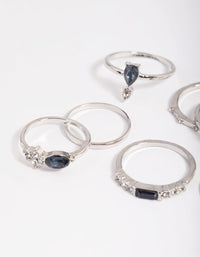 Silver Blue Stone Mixed Ring Stack Pack - link has visual effect only