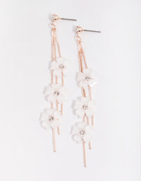 Rose Gold White Flower Drop Earrings - link has visual effect only