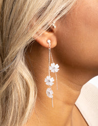 Rose Gold White Flower Drop Earrings - link has visual effect only