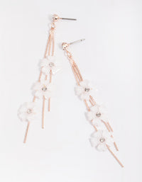 Rose Gold White Flower Drop Earrings - link has visual effect only