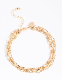 Gold Triple Chain Anklet - link has visual effect only