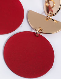 Red Geometric Disc Drop Earrings - link has visual effect only