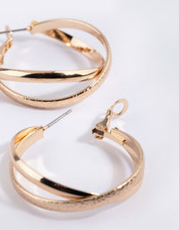 Gold Cross Over Hoop Earrings - link has visual effect only