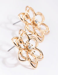 Gold Wire Flower Stud Earrings - link has visual effect only