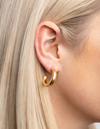 Waterproof Gold Plated Stainless Steel Medium Chunky Hoop Earrings - link has visual effect only