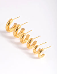 Waterproof Gold Plated Stainless Steel Mixed Hoop Earring Pack - link has visual effect only