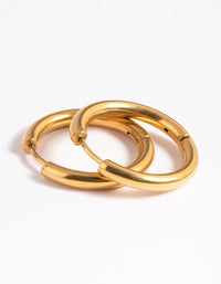 Waterproof Gold Plated Stainless Steel Classic Huggie Hoop Earrings - link has visual effect only