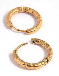 Gold Plated Stainless Steel Molten Huggie Hoop Earrings - link has visual effect only