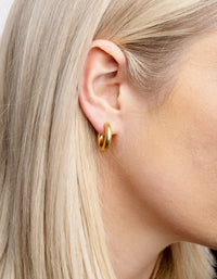 Waterproof Gold Plated Stainless Steel Thick Huggie Hoop Earrings - link has visual effect only