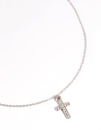 Waterproof Waterproof Stainless Steel Cubic Zirconia Cross Necklace - link has visual effect only