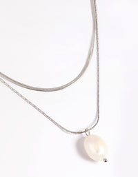 Surgical Steel Snake Chain & Freshwater Pearl Necklace - link has visual effect only