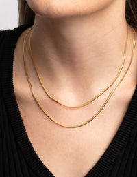 Gold Plated Stainless Steel Fine Chain Layered Necklace - link has visual effect only