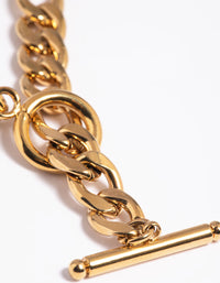 Gold Plated Stainless Steel Fob Chain Necklace - link has visual effect only