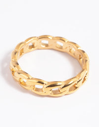 Gold Plated Stainless Steel Chain Ring - link has visual effect only