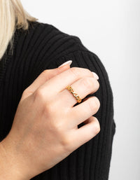 Gold Plated Stainless Steel Chain Ring - link has visual effect only