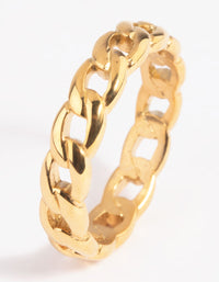 Gold Plated Stainless Steel Chain Ring - link has visual effect only