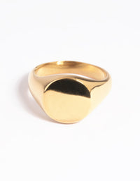 Waterproof Gold Plated Stainless Steel Signet Ring - link has visual effect only