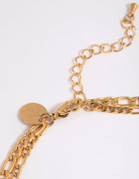 Waterproof Gold Plated Stainless Steel Figaro Chain Anklet - link has visual effect only