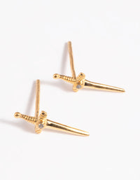 Gold Plated Sterling Silver Dagger Stud Earrings - link has visual effect only