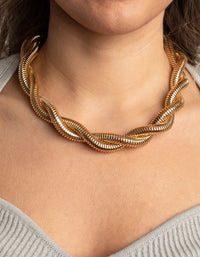 Gold Textured Twist Chain Necklace - link has visual effect only