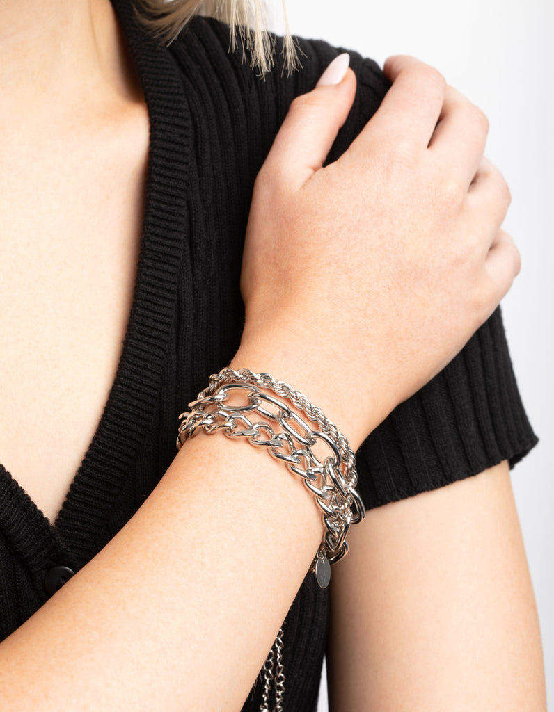 Rhodium Chain Bracelet Pack